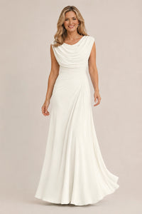 Cowl Neck Ruched Chiffon Mother of the Bride Dress