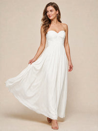 Strapless Pleated Chiffon A-Line Bridesmaid Dress