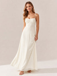 JOVELLEE Yellow Sweetheart Ruched Bust Chiffon Maxi Dress