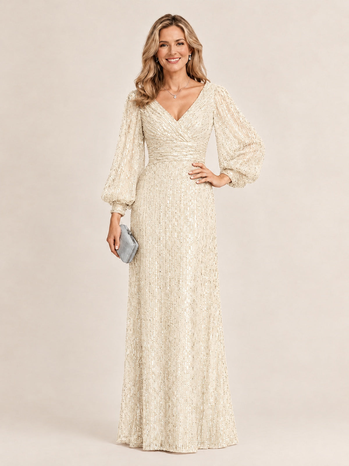 Sparkle Sequin Mother of The Bride Dresses with Long Sleeves