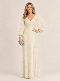 Sparkle Sequin Mother of The Bride Dresses with Long Sleeves