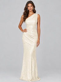 Sequin Mermaid One Shoulder Prom Dress Long formal Gown