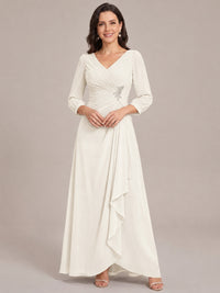 Ivory-Long Sleeve Chiffon Beaded Mother of The Bride Dresses for Women