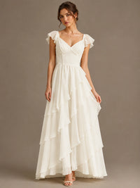 Ruffle Tiered V Neck Maxi Dress