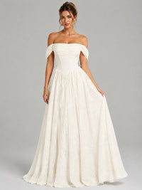 Off Shoulder Jacquard A-Line Maxi Dress