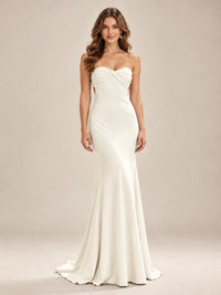 Light Blue Strapless Sweetheart Mermaid Prom Dress with Pleated Bodice