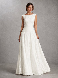 Blush Pink Lace Applique A-Line Bridesmaid Dress