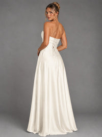 Sweetheart Neck Strapless Satin A-Line Prom Dress