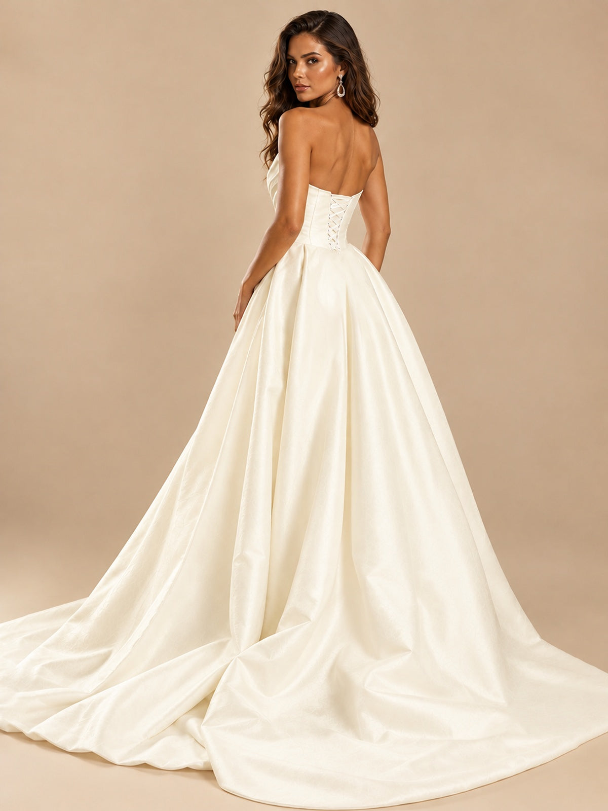 White Satin Wedding Dress with Slit Casual Bridal Formal Gowns
