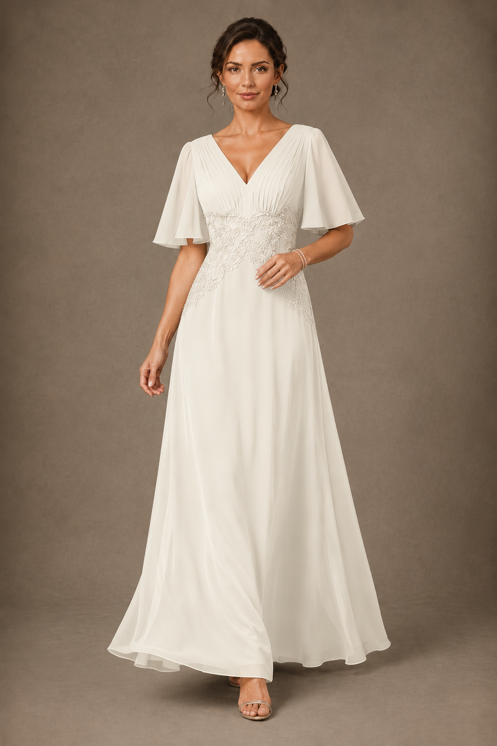 A-Line Chiffon Mother of the Bride Dress with Applique
