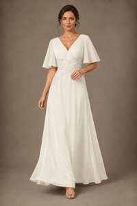 A-Line Chiffon Mother of the Bride Dress with Applique
