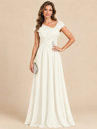 Cap Sleeve Mother of The Bride Dresses Long Chiffon Formal Gowns