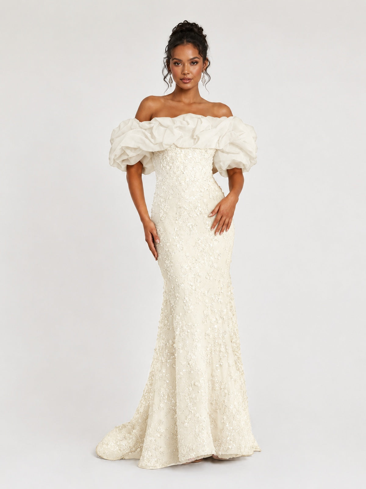 Sequin Off-Shoulder Ruffle Mermaid Prom Dress