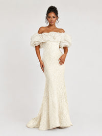 Sequin Off-Shoulder Ruffle Mermaid Prom Dress