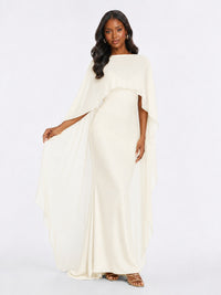 Satin Cape Prom Dresses Meramid Maxi Dress