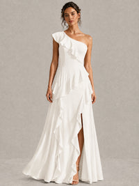 Sage Green One Shoulder Ruffle Bridesmaid Dress