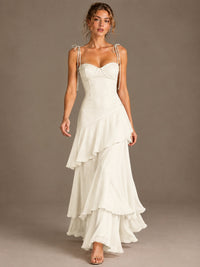 Spaghetti Strap Tiered Ruffles Chiffon Prom Dress