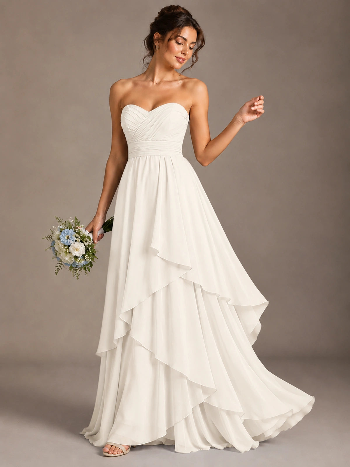 Strapless Ruffle A-Line Maxi Dress