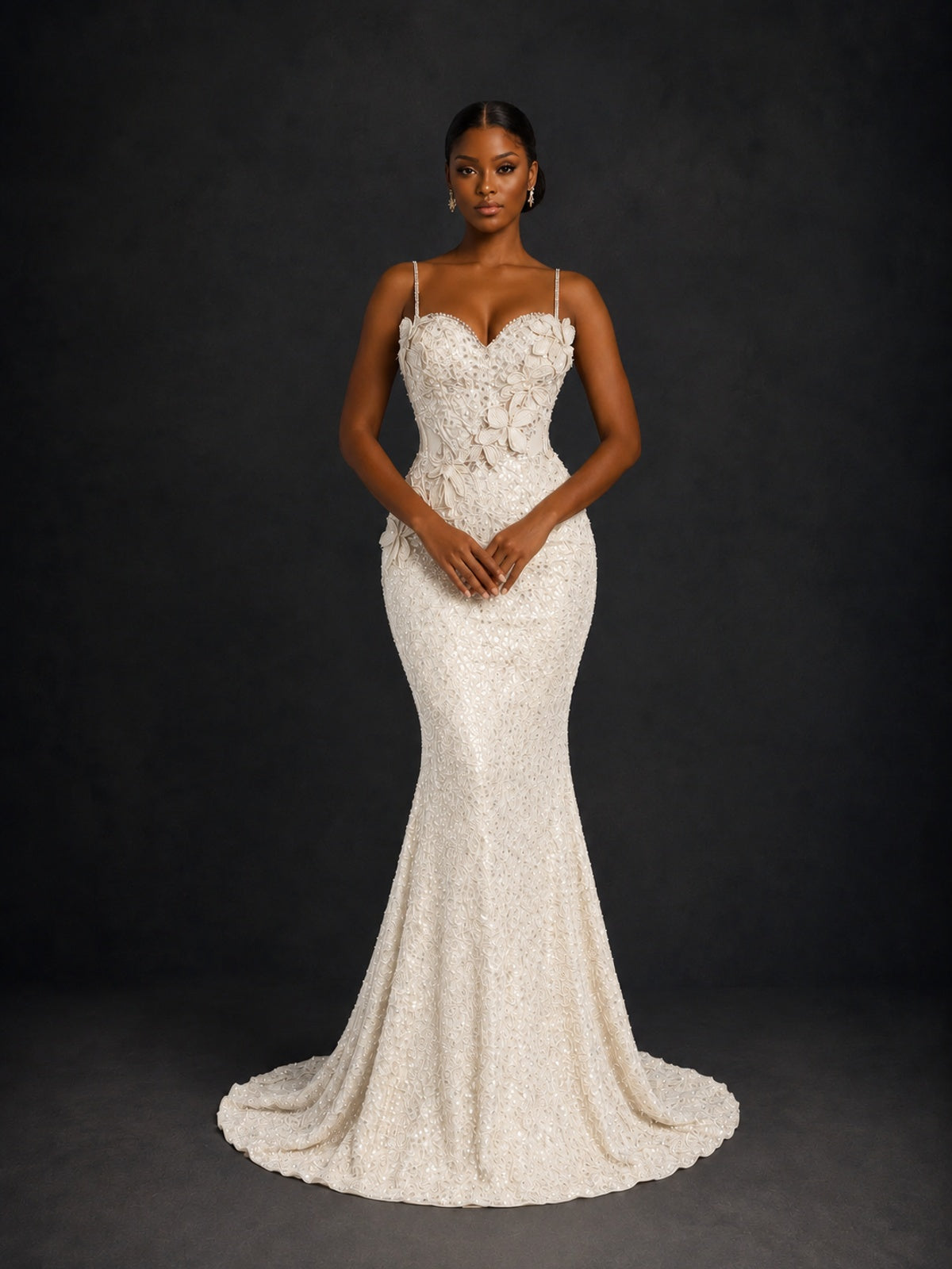 Sequin Mermaid Prom Dress with Floral Applique