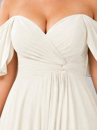 Off Shoulder Chiffon Bridesmaid Dress with Slit