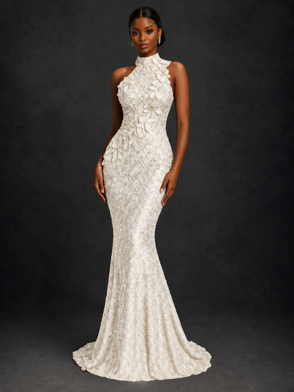 Sparkly Sequin High Neck Mermaid Prom Dress