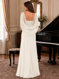 Elegant Applique Chiffon Mother of the Bride Dress with Cape Sleeves