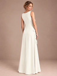 3D Floral Applique Sleeveless Formal Maxi Dress