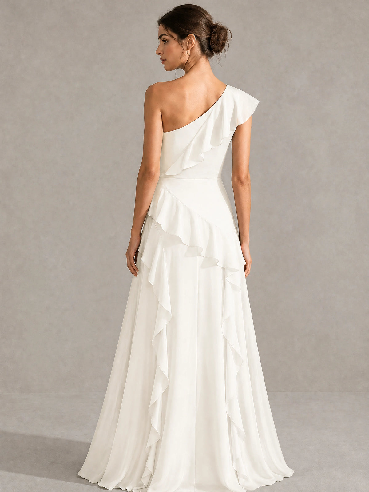 Sage Green One Shoulder Ruffle Bridesmaid Dress