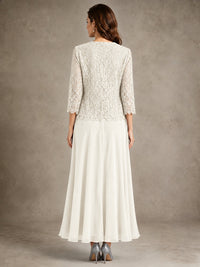 2-Piece Chiffon Mother of the Bride Dress with Lace Jacket