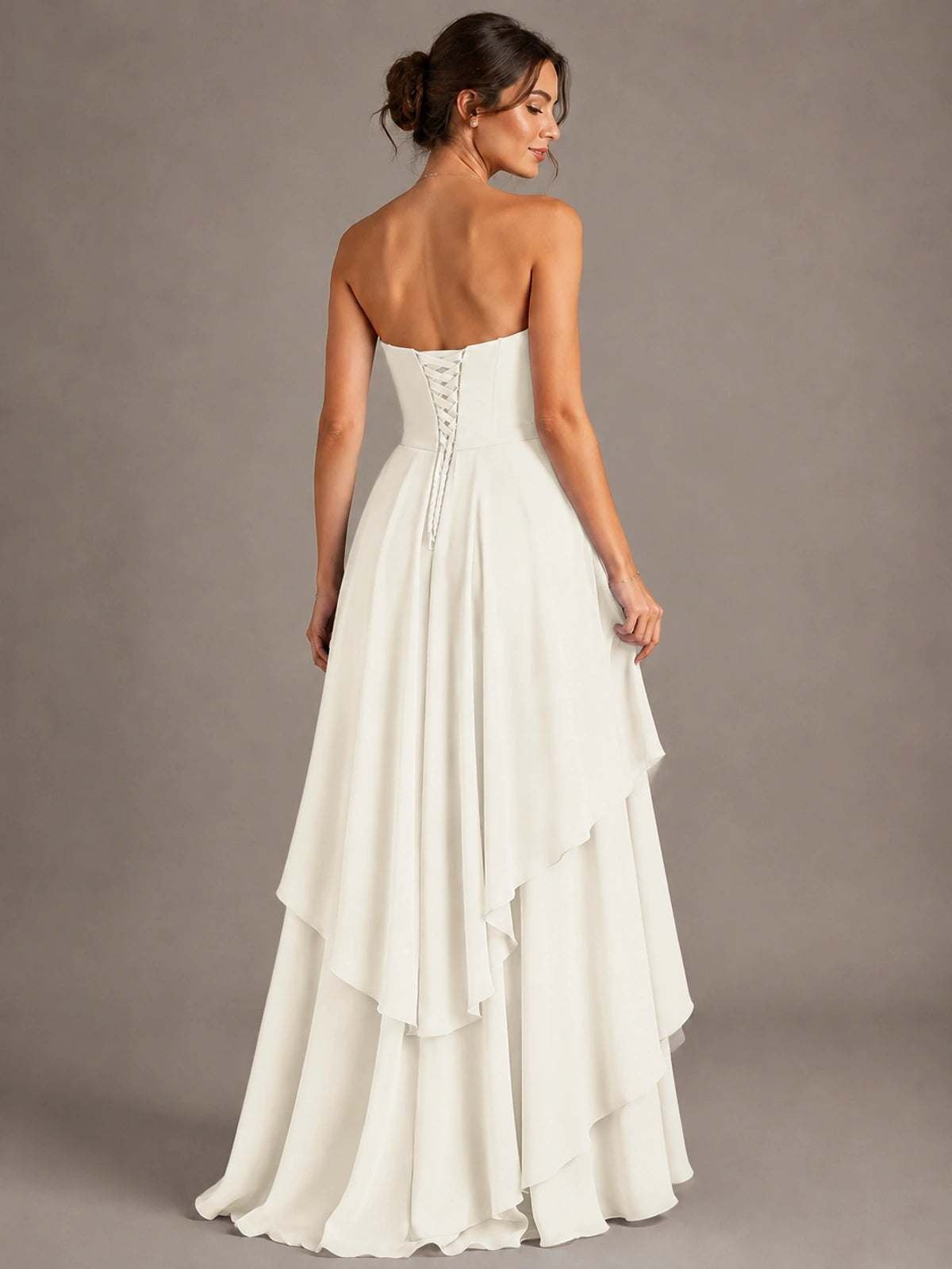 Strapless Ruffle A-Line Maxi Dress