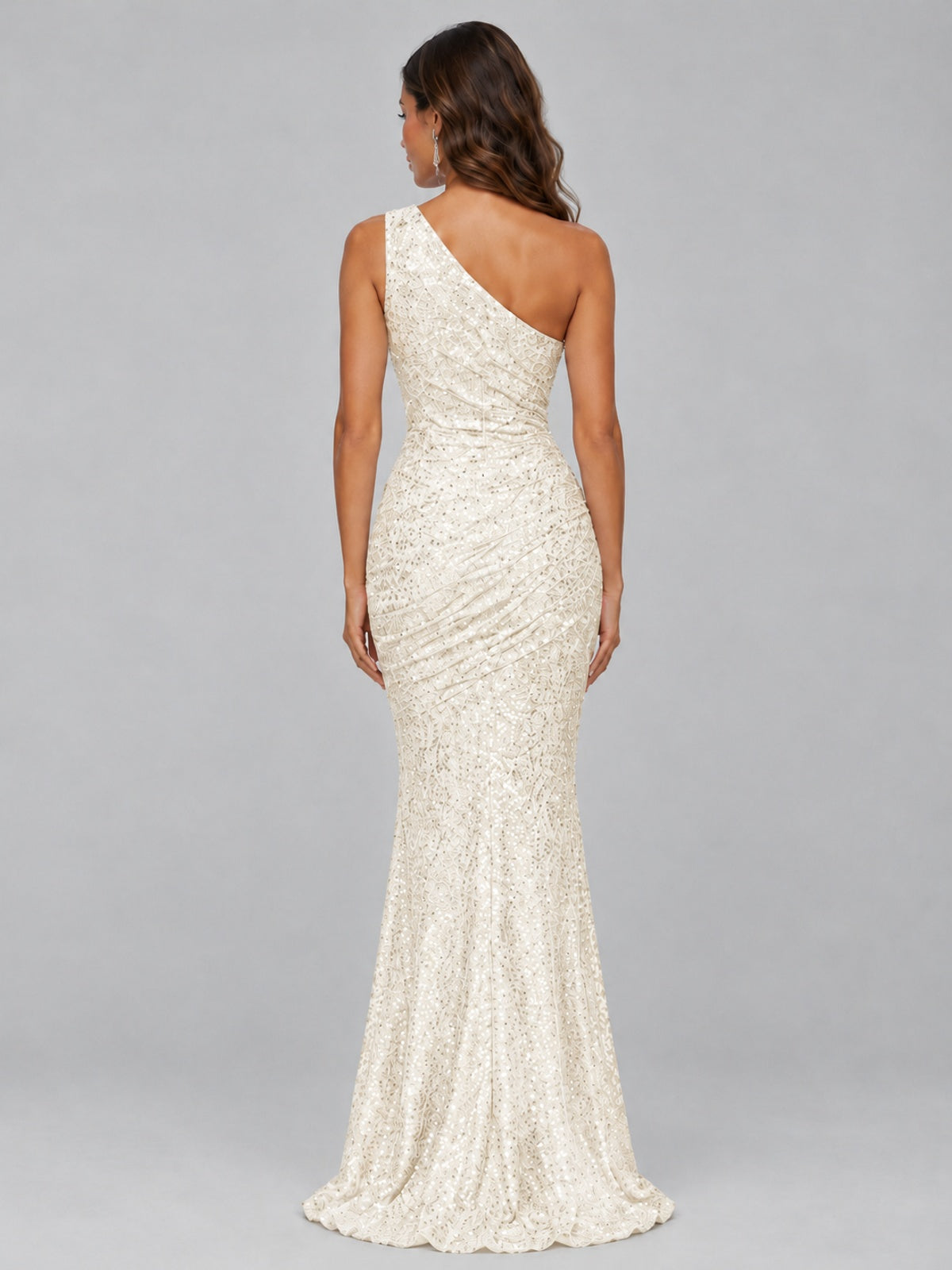 Sequin Mermaid One Shoulder Prom Dress Long formal Gown
