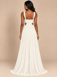 Butter Yellow Pleated Cutout Maxi Dress