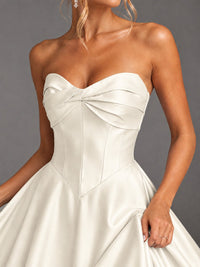 Sweetheart Neck Strapless Satin A-Line Prom Dress