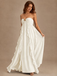 Srapless Sweetheart Chiffon Prom Dress Ruffle Formal Evening Gown