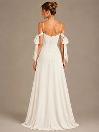 A-Line Ruffles Chiffon Bridesmaid Dress with Slit