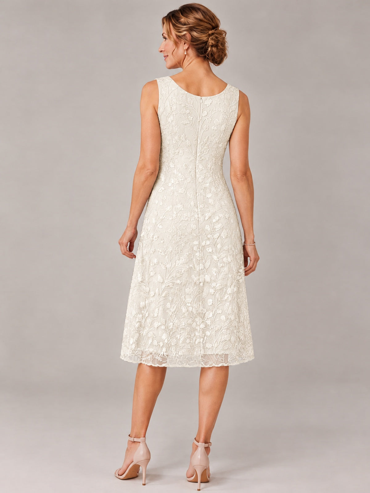 Tea Length Sequin Lace Mother of The Bride Dress with Chiffon Jacket