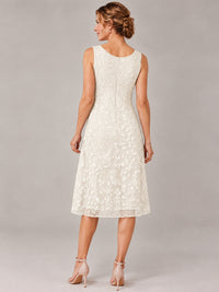 Tea Length Sequin Lace Mother of The Bride Dress with Chiffon Jacket