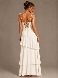 Spaghetti Strap Tiered Ruffles Chiffon Prom Dress
