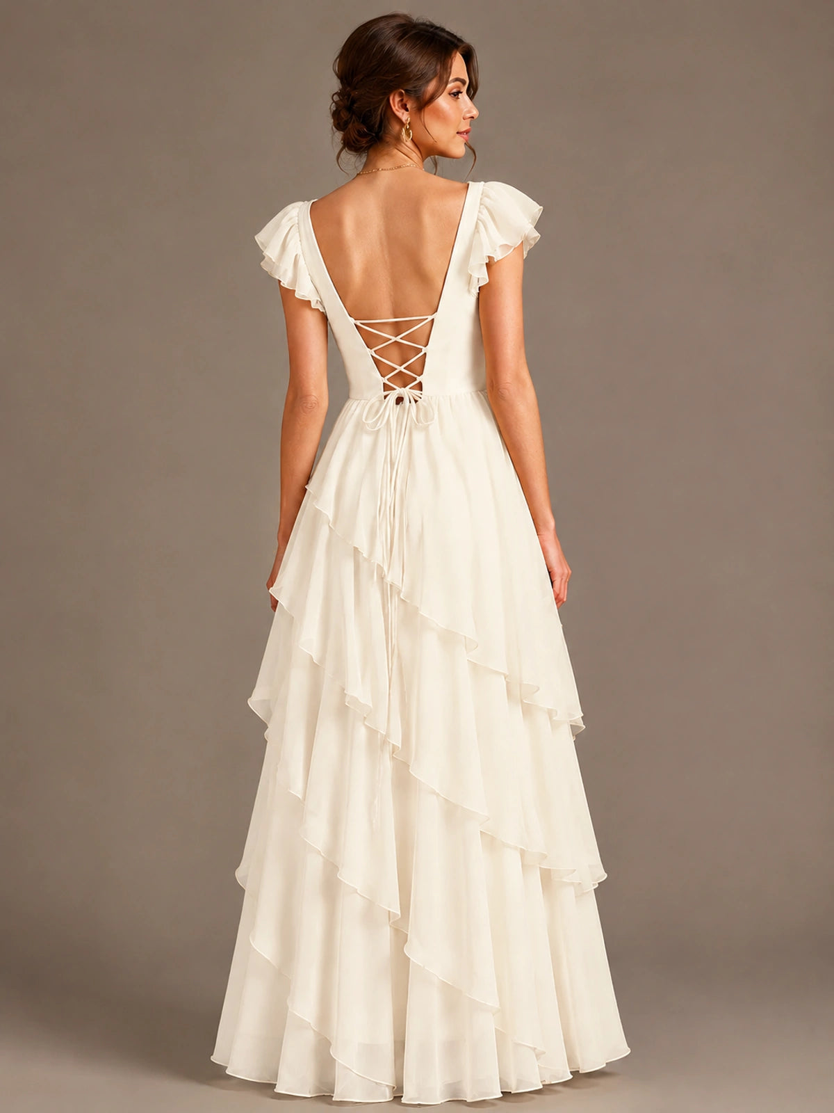 Ruffle Tiered V Neck Maxi Dress