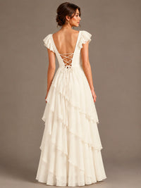 Ruffle Tiered V Neck Maxi Dress