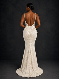 Sequin Mermaid Prom Dress with Floral Applique