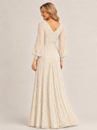 Sparkle Sequin Mother of The Bride Dresses with Long Sleeves