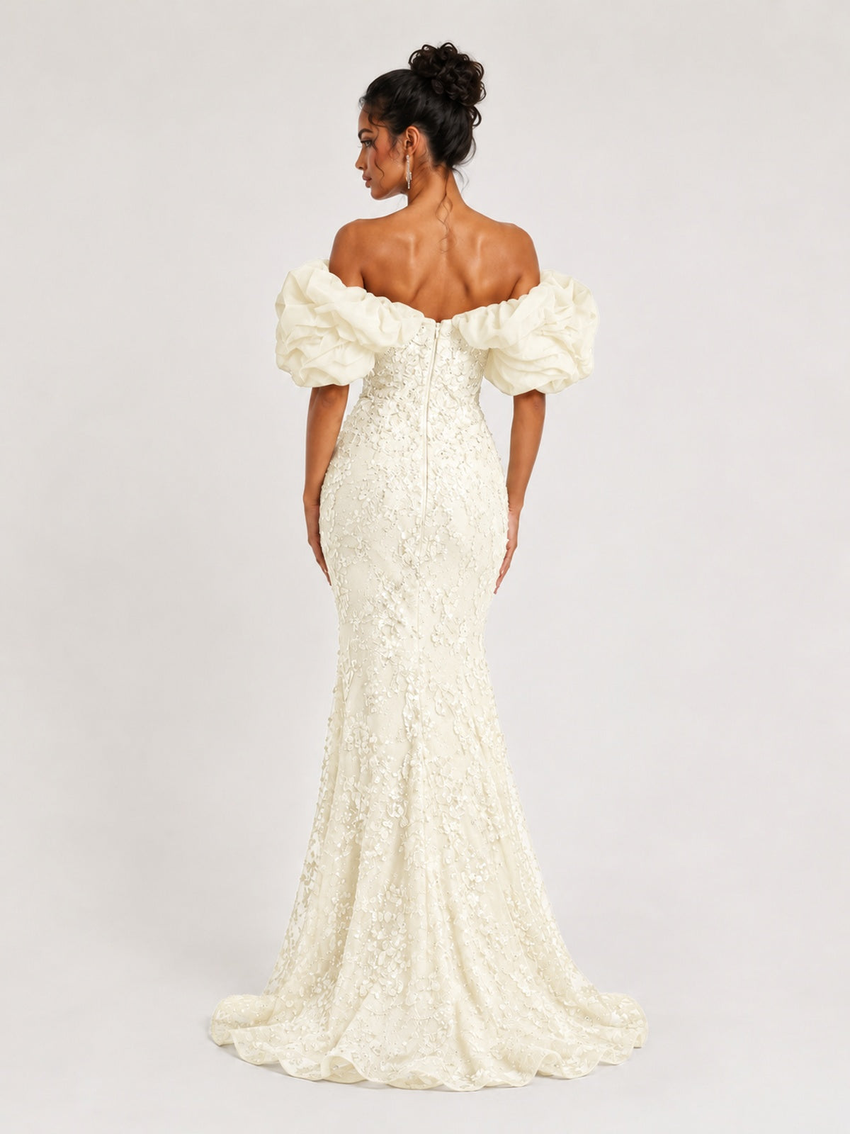 Sequin Off-Shoulder Ruffle Mermaid Prom Dress