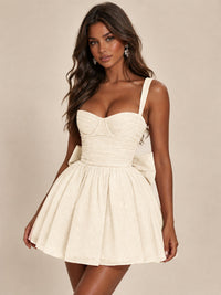 Sweetheart Glitter Tulle Puffy Mini Dress with Bow