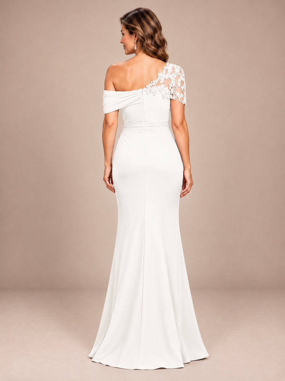 One Shoulder Chiffon Mother of The Bride Dress