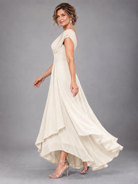 Cap Sleeve Chiffon A-Line Mother of the Bride Dress