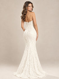 Strapless Corset Mermaid Prom Dress with Floral Lace Appliqué