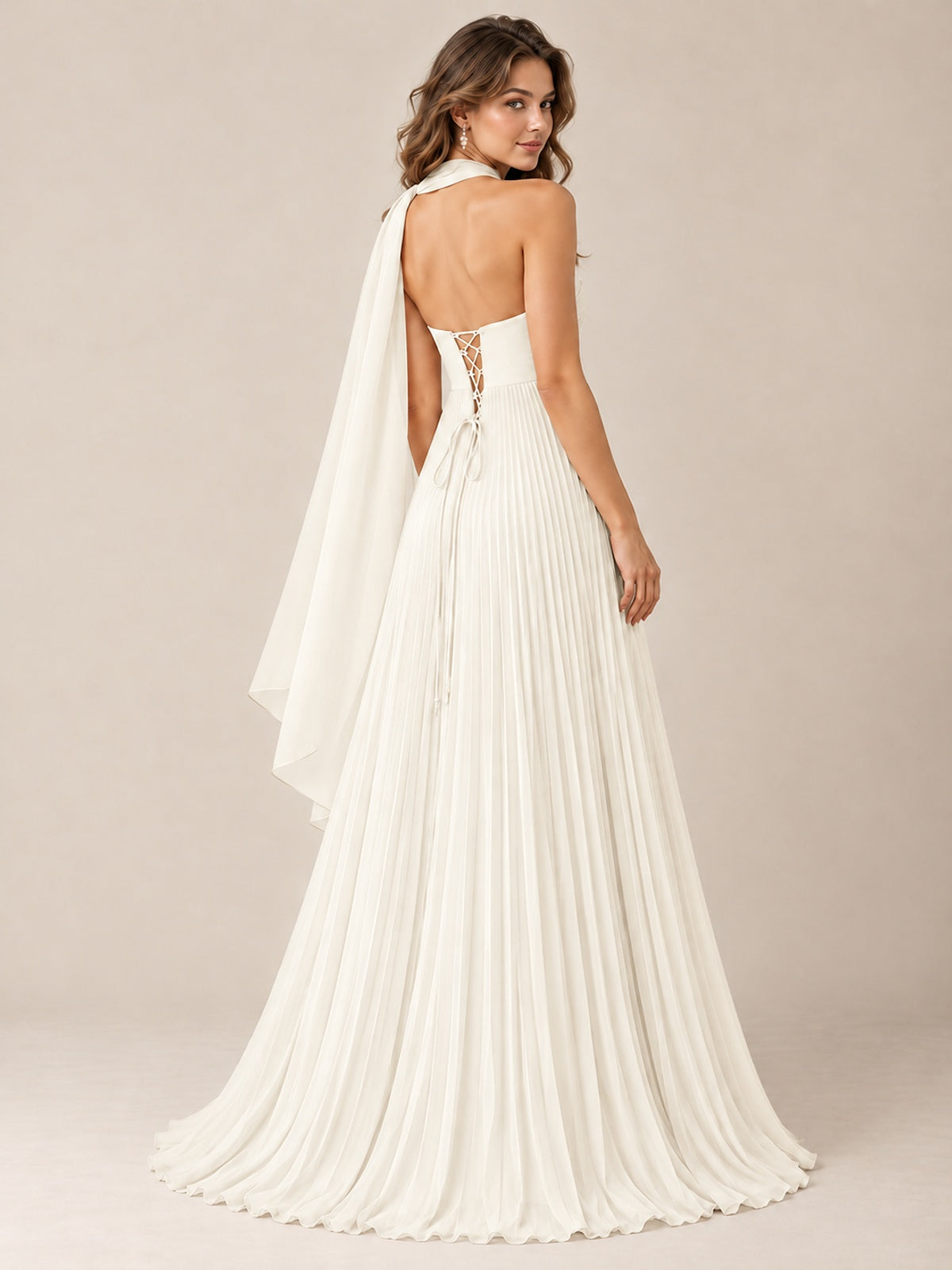 Sweetheart Neckline Pleated Prom Dress Strapless A-line Formal Dress with Flowy Scarf