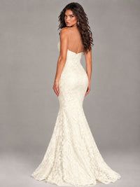 Strapless Corset Mermaid Prom Dress Lace Appliqué Formal Gown