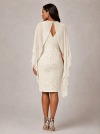 Floral Sheath Mother of the Bride Dress with Cape Overlay